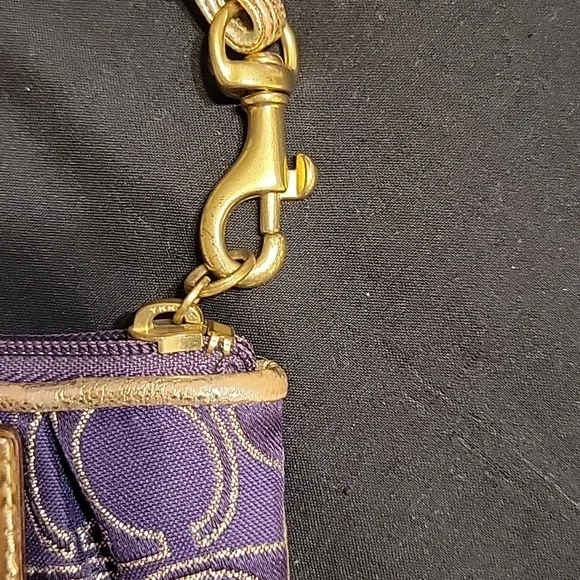 Coach Poppy Purple and Gold Signature Wristlet - Picture 6 of 13